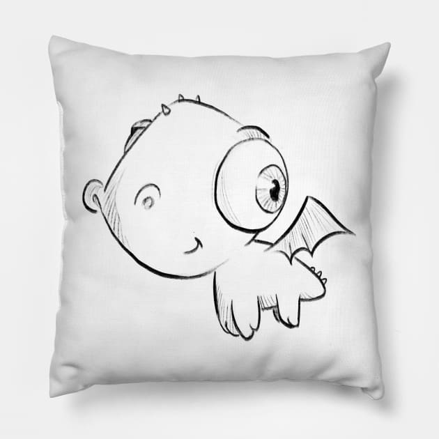 Little Baby Dragon Pillow by Jason's Doodles