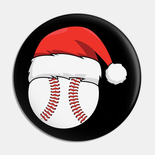 Baseball Santa Hat Christmas Gift For Baseball Fans Pin by BadDesignCo