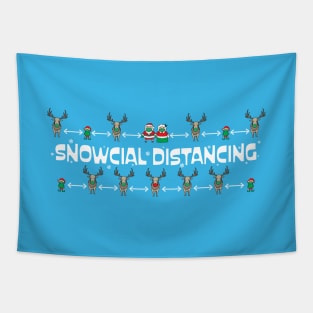 Snowcial Distancing Funny Christmas 2020 Vintage Retro Santa Claus and Reindeer Tapestry