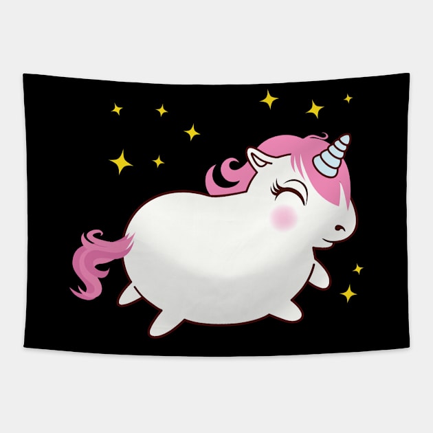 Chubby Cute Unicorn Tapestry by ThyShirtProject - Affiliate