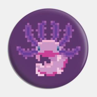 Purple Pixel Axolotl - Cute Retro Animal Design Pin