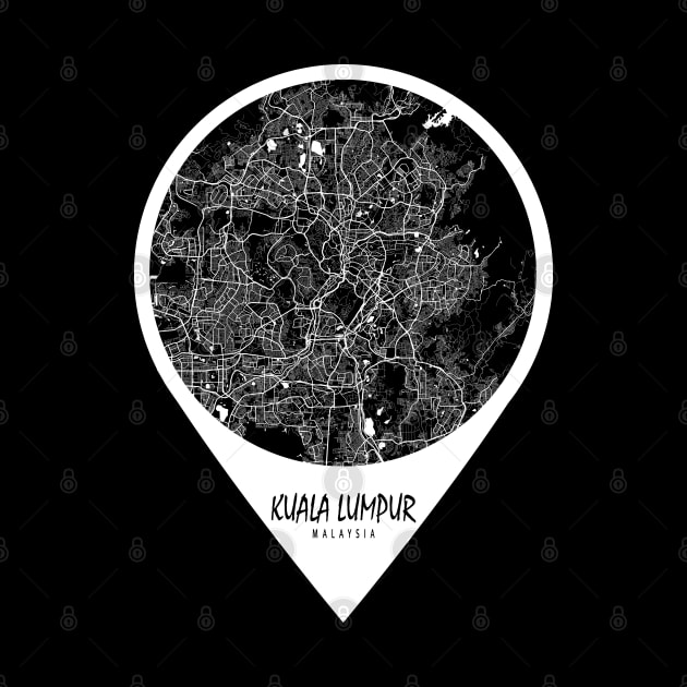 Kuala Lumpur, Malaysia City Map - Travel Pin by deMAP Studio