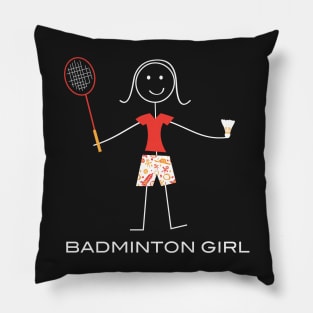 Funny Womens Badminton Girl Sports Illustration Pillow