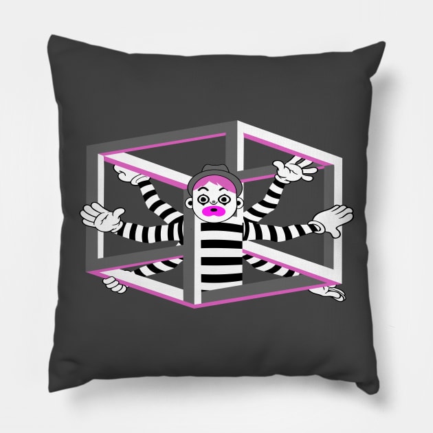 Vitruvian Mime Pillow by ThreeHaresWares