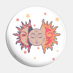 Star child of the moon and sun (matte grey bg, matte 1 version) Pin