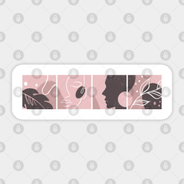 Woman Face Silhouette Floral Elements Pattern Mask Sticker Teepublic