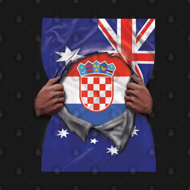 Croatia Flag Australian Flag Ripped Open - Gift for Croatian From Croatia by Country Flags