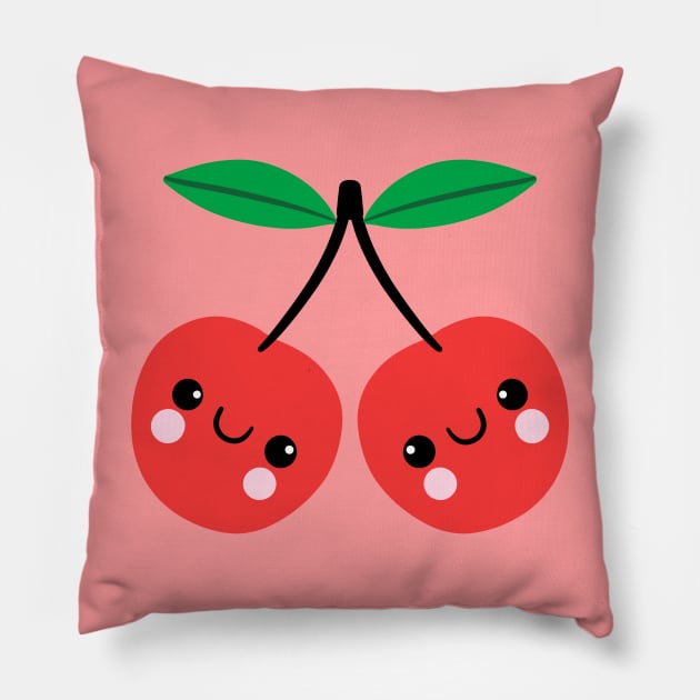 Cherry Friends Pillow by Sam Pernoski