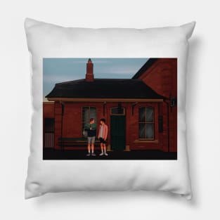 heartstopper drawing - Nick and Charlie train station Pillow