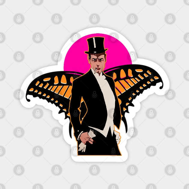 Boy with butterfly wings is chic and smokes cigarettes Magnet by Marccelus