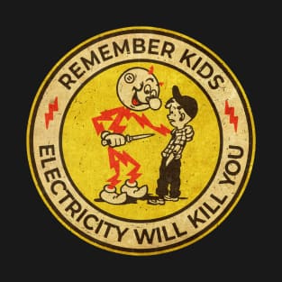 YELLOW VINTAGE REME Electricity Will Kill You Kids T-Shirt