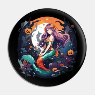 Purple Haired Hallows Eve Mermaid Pin