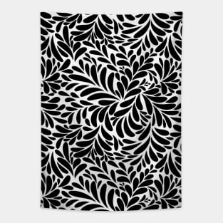 Floral Geometric Abstract Art - Black And White Tapestry