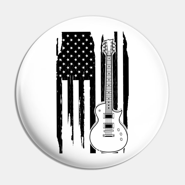 Guitar American Flag Pin by KC Happy Shop