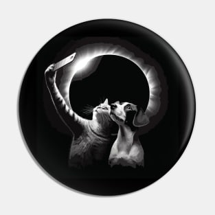 Dog and cat taking a selfie on eclipse day Pin