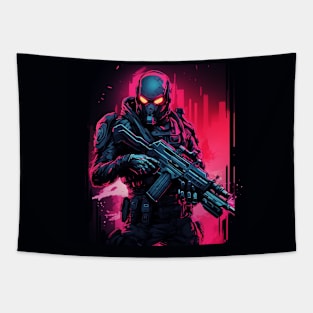 Synthwave Sentinel: Advanced Ops Apparel Tapestry