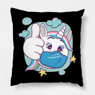 facial expression illustration (wearing a mask is ok) unicorn character Pillow