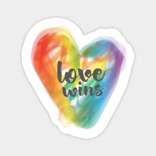 Rainbow Flag Love Wins Heart LGBT Quote Magnet