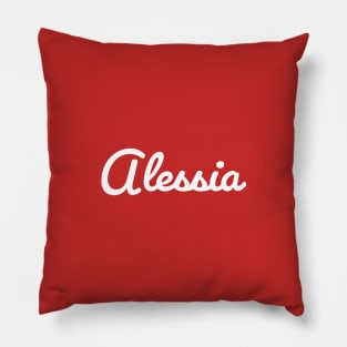 Alessia Typography White Cursive Script Pillow