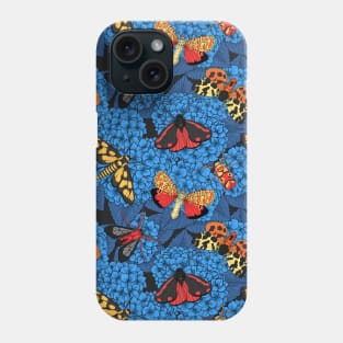 Moths on blue hydrangea Phone Case