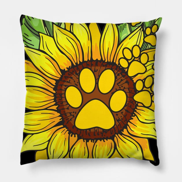 Sunflower Doodle Mom Funny Cute Paw Pillow by juliannacarolann46203