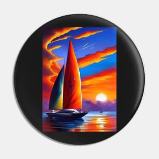 SURREAL SAILBOAT AT SUNRISE Pin