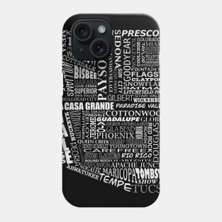 Arizona (cities and towns, white) Phone Case