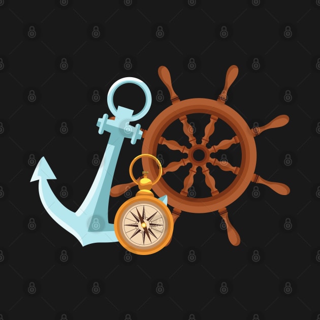 Love Fishing and Sealing Anchor Rudder And Compass by Hohohaxi