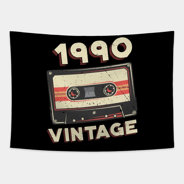 Vintage 1990 Retro Cassette Tape 30th Birthday Tapestry by aneisha