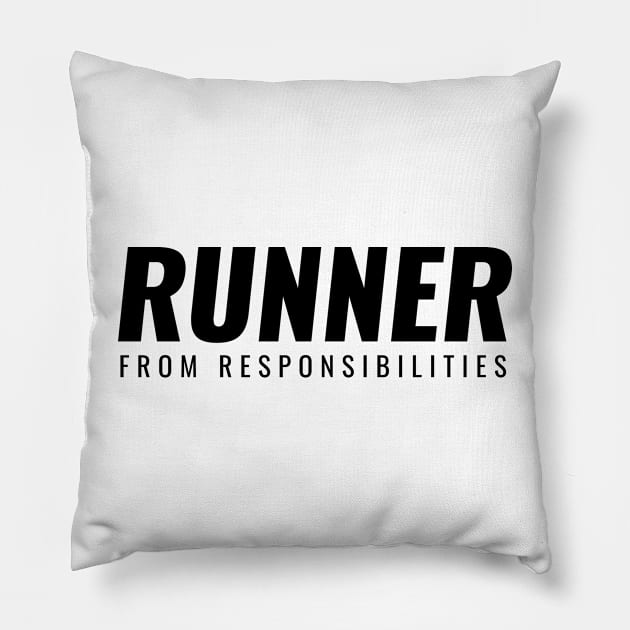 Runner From Responsibilities Black Pillow by Shinsen Merch