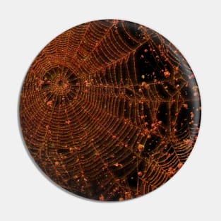 Orange Glitter Halloween Spiderweb Pattern Spooky Style Glamour Goth Pin