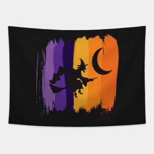 Halloween Witch Flying Tapestry