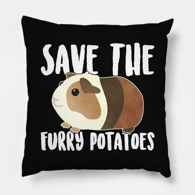 Guinea Pig Save the Furry Potatoes Pillow by Psitta