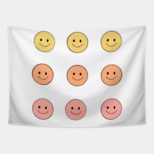 Pastel Smiley Faces Pink Orange Yellow Tapestry