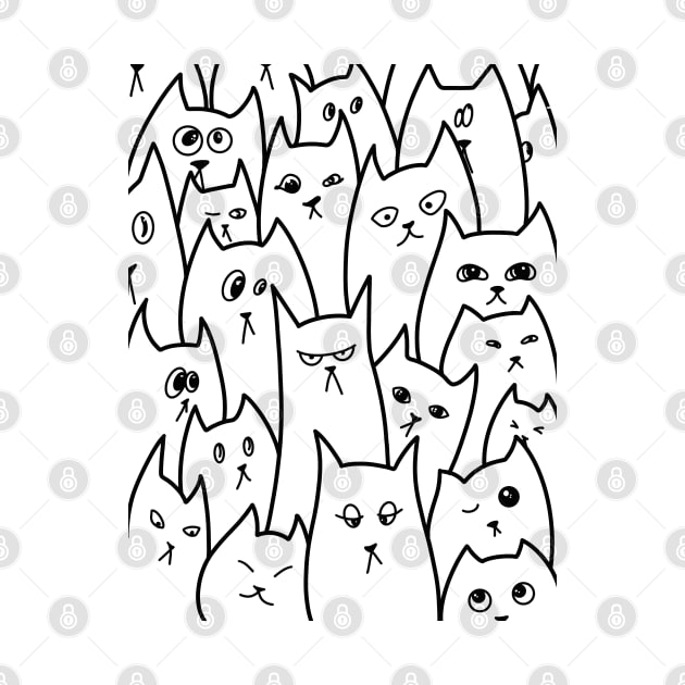 Cartoon Qute Cat Doodle / Cats illustration / Cat line art by Print Art Station