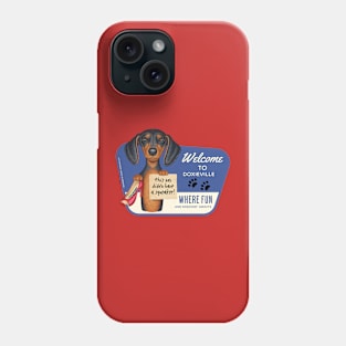 Funny Doxie Dog holding new toy without squeaker Phone Case