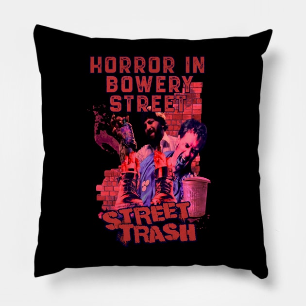 Horror In Bowery Street (Version 2) Pillow by The Dark Vestiary