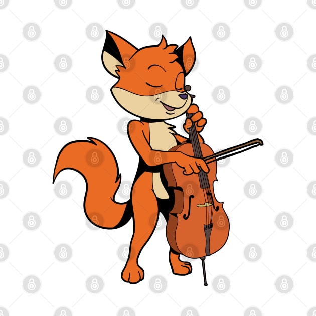 Comic fox plays cello by Modern Medieval Design