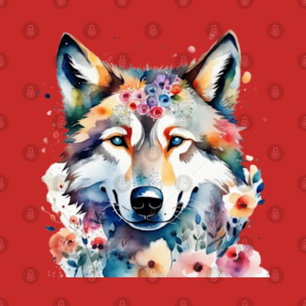 Floral wolf gift ideas by WeLoveAnimals