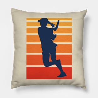 Vintage Tennis Silhouette Pillow