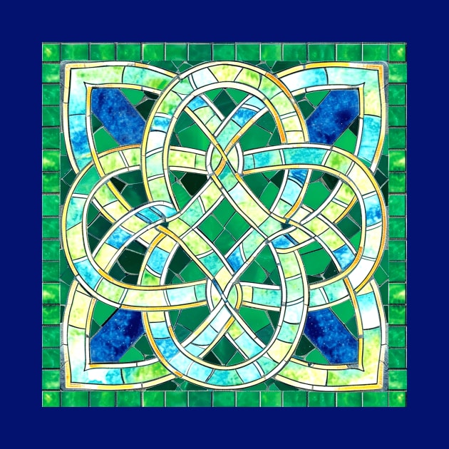 Green Celtic Knot Stone Mosaic by Pixelchicken