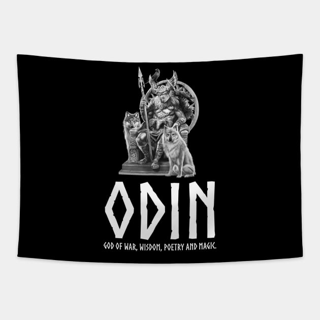 Viking Mythology Odin God Of War, Wisdom, Poetry And Magic Tapestry by Styr Designs