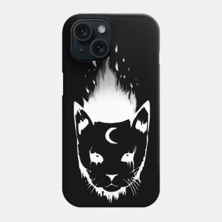 witch moon cat on fire Phone Case