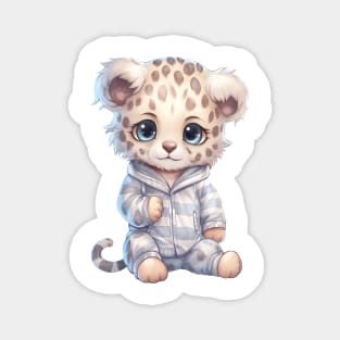 Snow Leopard Wearing Pajamas Magnet