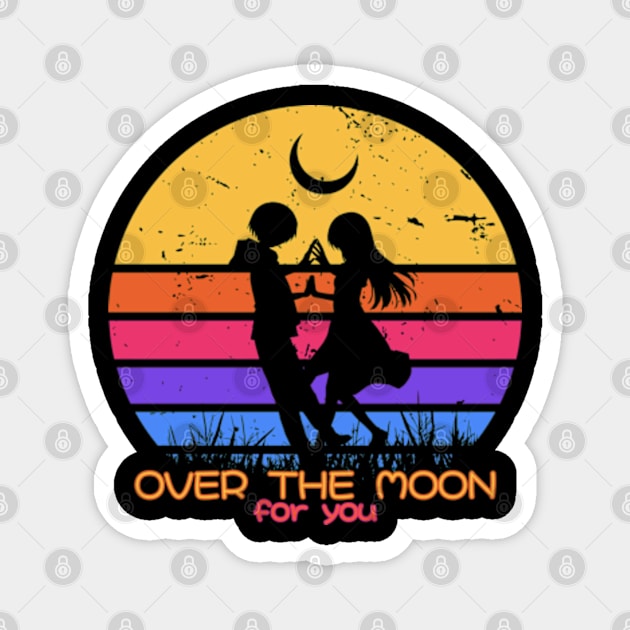 TONIKAWA Tonikaku Kawaii or Over the moon for you Season 2 anime cover characters tsukasa and nasa yuzaki in cute distressed vintage sunset Magnet by Animangapoi