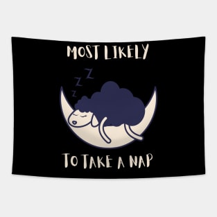 Most Likely To Take A Nap - Funny Sheep Tapestry