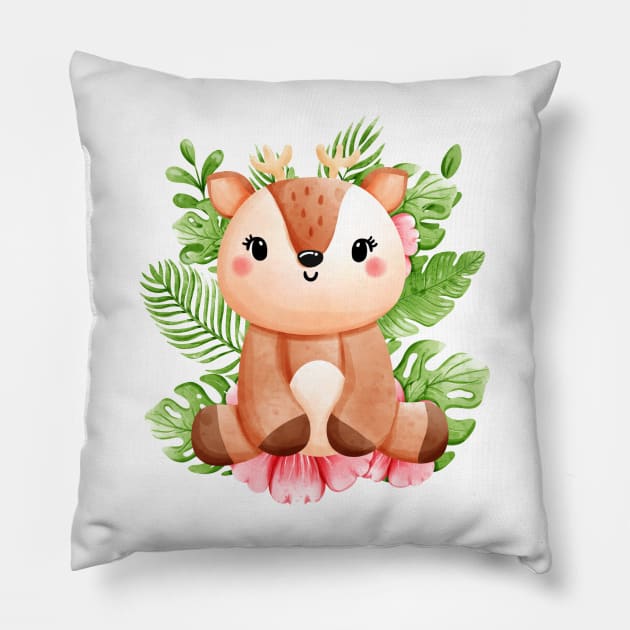 Cute Deer Pillow by Birthday Jungle Party