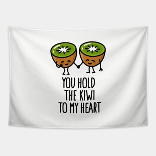 You hold the kiwi to my heart Kawaii cute couple Tapestry