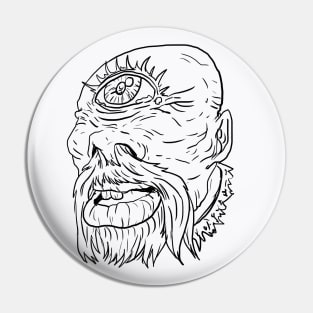 Cyclops Scary Monster Horror Black Lineart Pin