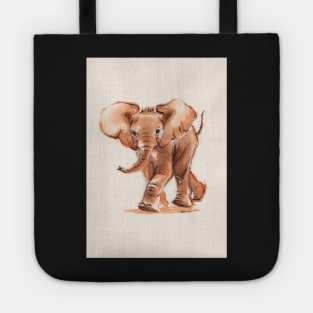 Lillie - Watercolor painting of a baby elephant Tote